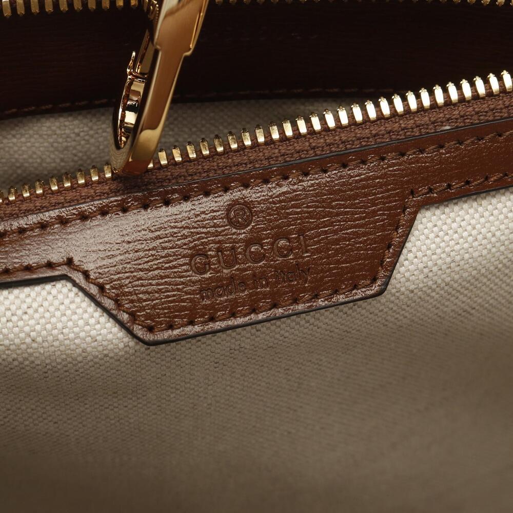 Gucci GG Beige Canvas Interlocking Bag Leather Tan Supreme Brown Tote - Picture 4 of 9